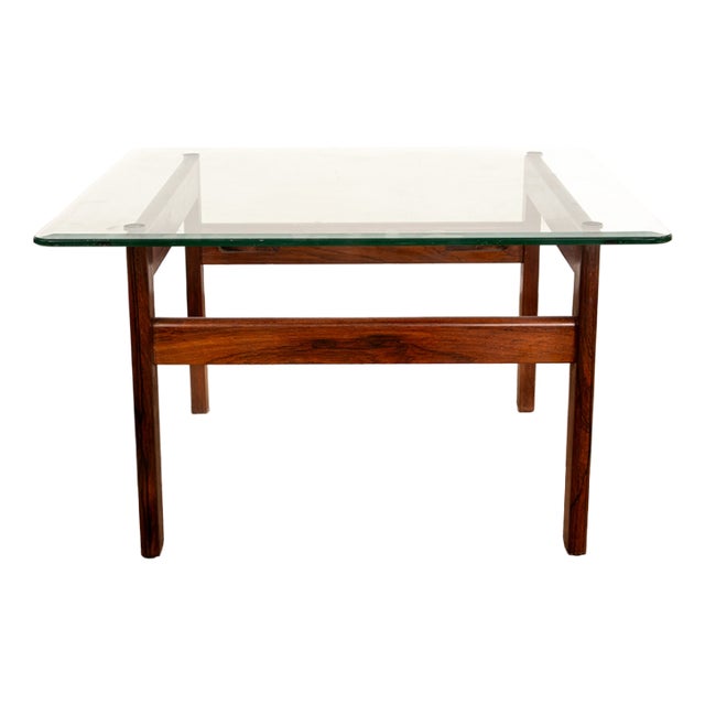 Danish Coffee Table in Rosewood and Glass by Arne Wahl Iversen, 1960s For Sale
