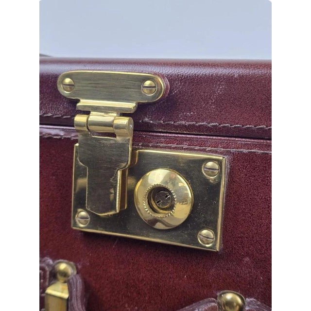 Vintage Brown Leather Storage Trunk with Brass Hardware | Chairish