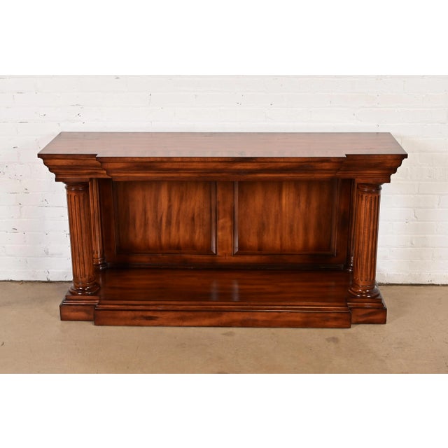 Neoclassical Romweber Neoclassical Greco Roman Column Form Carved Mahogany Sideboard or Console Table For Sale - Image 3 of 11