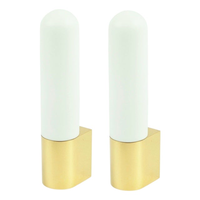 Vintage Opaline Glass Wall Lights/Sconces from Limburg, Germany, 1970s, Set of 2 For Sale