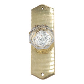 Modern Faceted Glass Dummy Door Knob Set For Sale