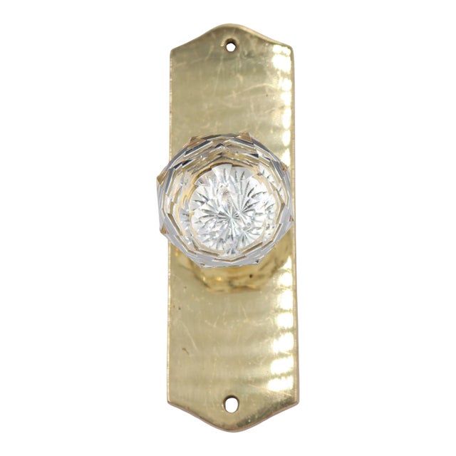 Modern Faceted Glass Dummy Door Knob Set For Sale