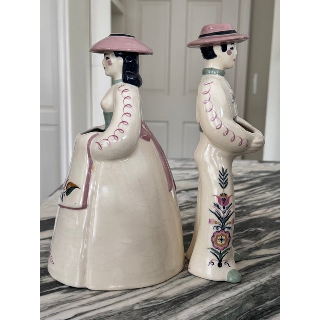 Celadon 1930’s Weston Ware, California Plantation Couple Vase Pair - Set of 2 For Sale - Image 8 of 13