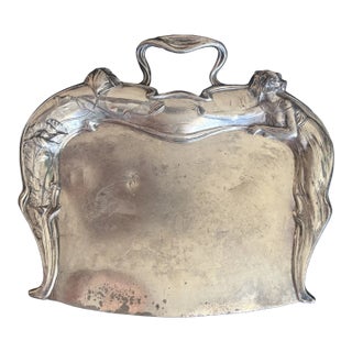 Antique Art Nouveau Silver Crumb Tray For Sale