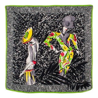 Ted Lapidus Paris Silk Scarf Multicolor Fashion Models Print For Sale