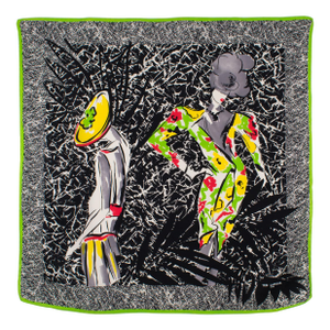 Ted Lapidus Paris Silk Scarf Multicolor Fashion Models Print