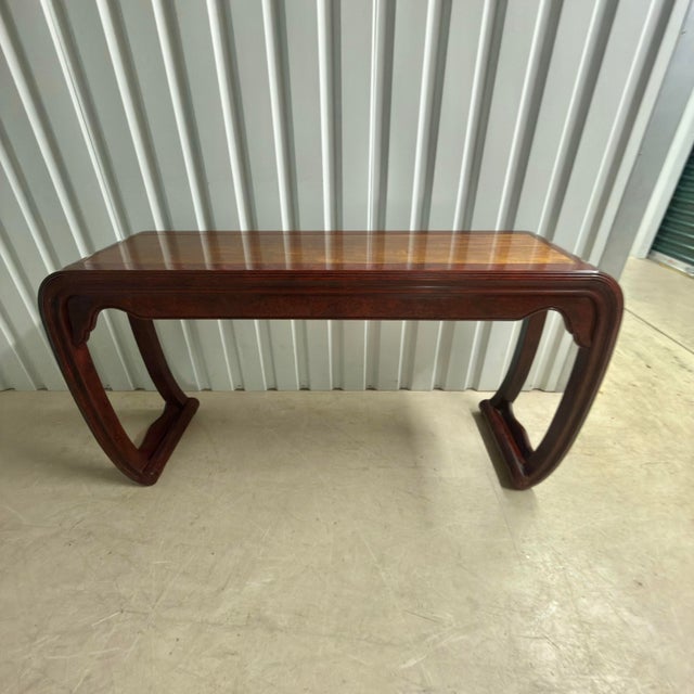 1980s Henredon Burl Faux Tortoiseshell Ming Console Table For Sale - Image 10 of 16