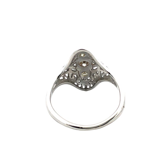 Mid 20th Century Mid 20th Century 14k White Gold Diamond Filigree Ring, Size 7.25 For Sale - Image 5 of 8