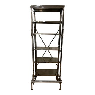 Restoration Hardware Industrial Style, Silver, Metallic Open Bookshelf For Sale