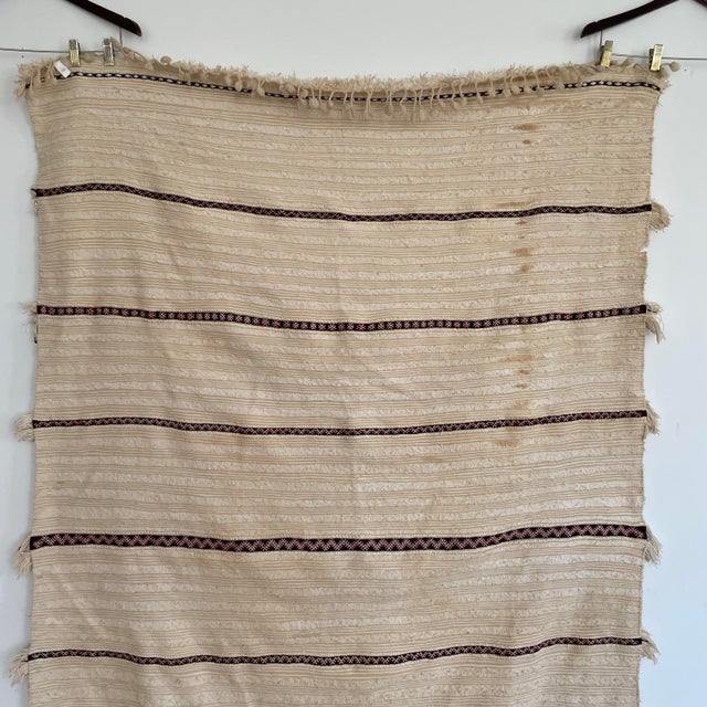 Moroccan Vintage Moroccan Bridal Handira Berber Wedding Blanket Tapestry For Sale - Image 3 of 8