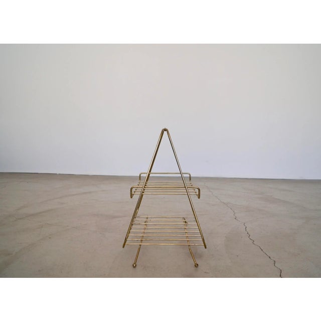 Brass 1950's Mid-Century Modern Atomic Brass Magazine Rack For Sale - Image 8 of 13