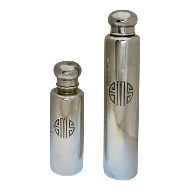 Vintage Tiffany & Co. Art Deco Period Sterling Silver Cologne Bottles - A Pair For Sale