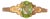 The Hove: Peridot Ring in Yellow Gold with Patterned Shank For Sale