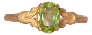 The Hove: Peridot Ring in Yellow Gold with Patterned Shank