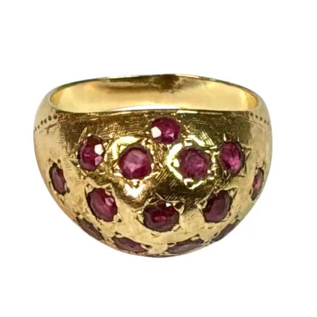 10k Yellow Gold and Ruby Dome Ring Vintage For Sale In Tampa - Image 6 of 8