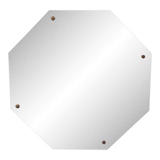 Vintage Art Deco Cobalt Blue Octagonal Wall Mirror - 28" For Sale