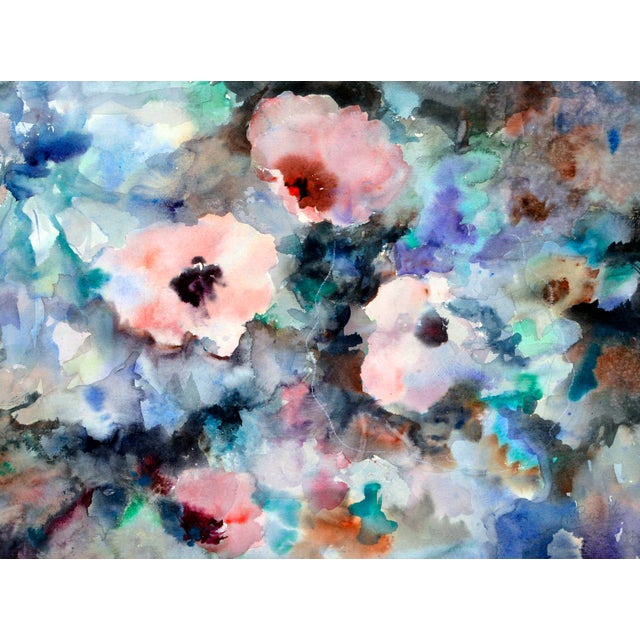 Brilliant floral watercolor painting by Mary Burke (American, 20th Century). Signed "M. Burke - SWA" lower right. Titled...