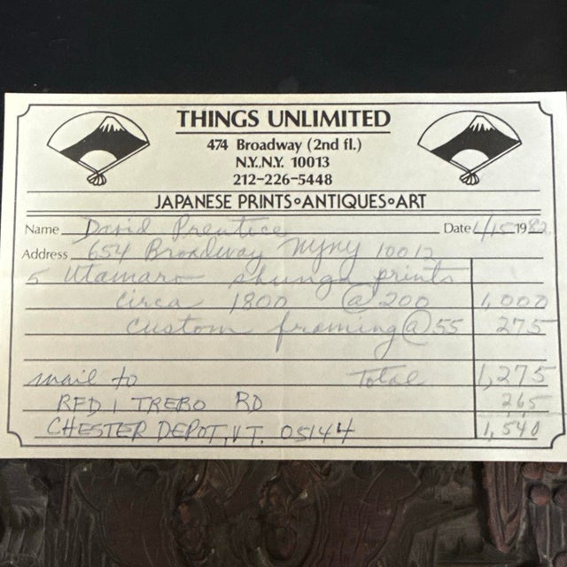 Utamaro Japanese Woodblock Print Ukiyo-E Erotic Art Ca. 1800 Authentic For Sale - Image 4 of 5