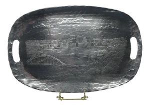Vintage “Wendell August Forge” Hammered Aluminum My Hometown Pittsburgh Pa. Skyline Tray