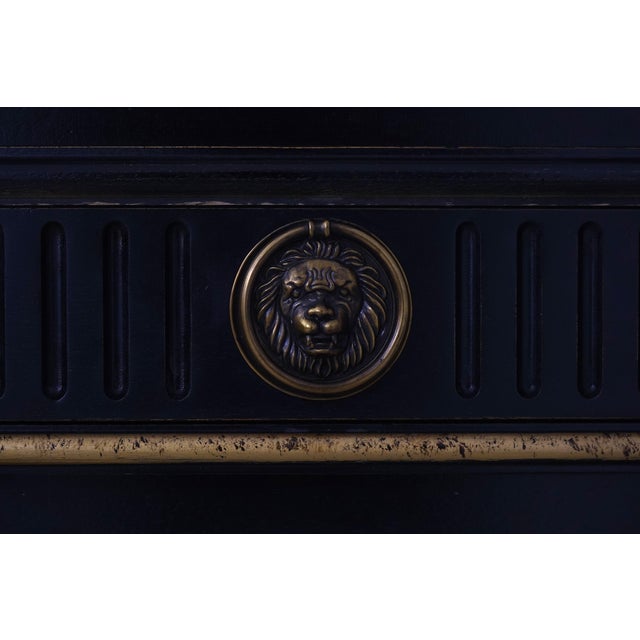 Hickory White Regency Black & Gold Breakfront Bookcase For Sale - Image 10 of 18