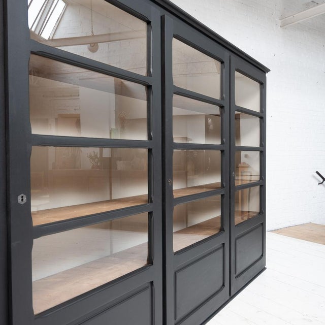 1950s Large Vintage French Blackened Wood Bookcase, 1950 For Sale - Image 5 of 8