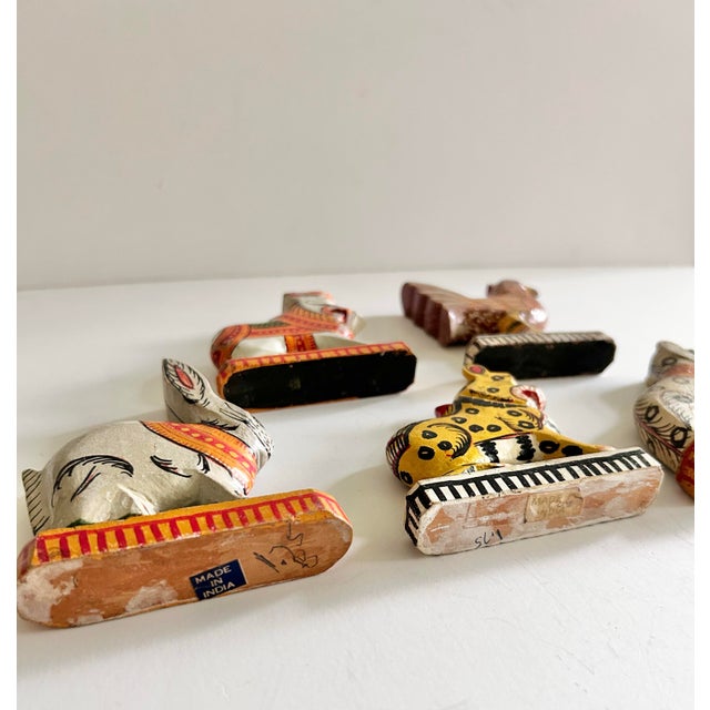 Antique Indian Hand-Painted Folk Art Animal Procession Figures, Set of 11 For Sale - Image 9 of 12
