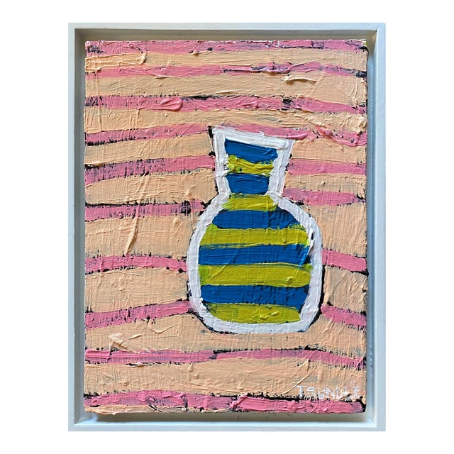 Sarah Trundle, Contemporary Abstract Painting, "Stripey Vase" For Sale