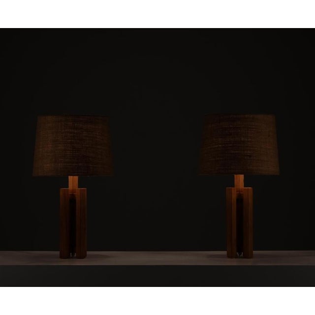 Swedish table lamps in pine produced during the 1970s. Good condition. Up to 250V (Europe/UK Standard).The wiring of this...