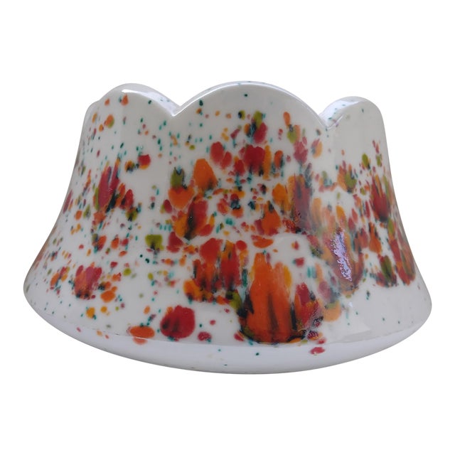 Vintage White Speckled Decorative Bowl or Planter For Sale