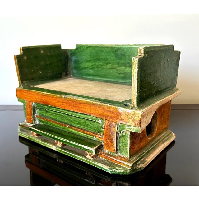 Ceramic Chinese Ming Dynasty Tomb Funeral Pottery Bed Model For Sale - Image 7 of 14
