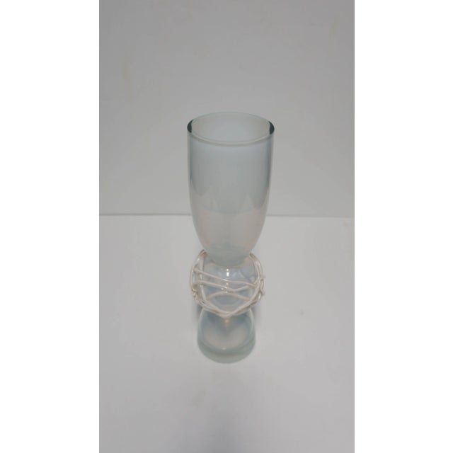 Postmodern Abstract White Opaline Art Glass Vase For Sale - Image 9 of 12