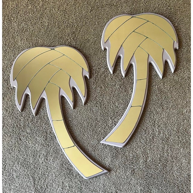 Mid-Century Modern Vintage Mid Century Modern Pair of Palm Tree Wall Mirrors For Sale - Image 3 of 5