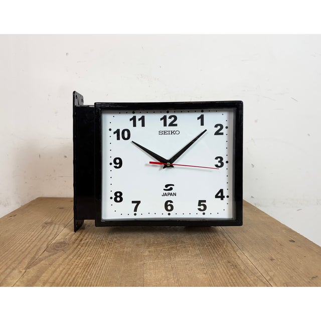 Vintage Black Maritime Double-Sided Wall Clock from Seiko, 1970s