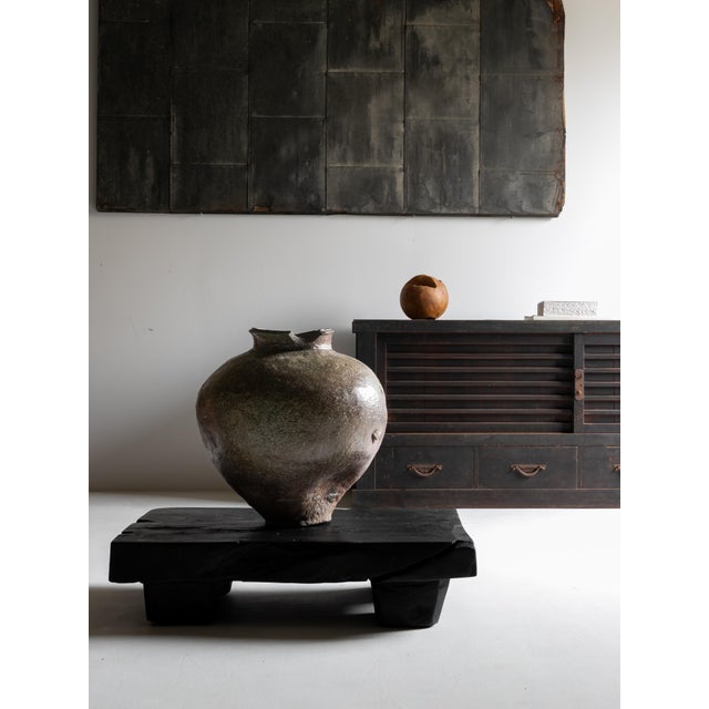 Japanese Antique Pottery Jar 17th-18th Century/ Wabi-Sabi /Tokoname For Sale - Image 4 of 15