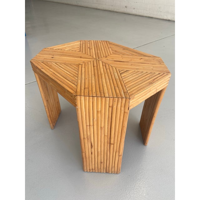 Late 20th Century Postmodern Octagonal Split Reed Side Table For Sale - Image 5 of 10