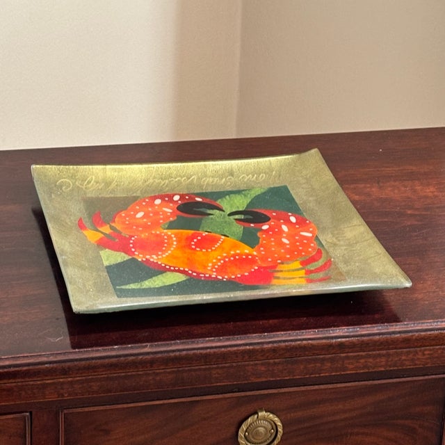 Nautical Late 20th Century Art Glass Plate W/ Crab Motif For Sale - Image 3 of 9