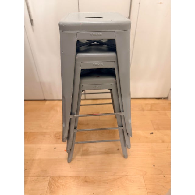 Tolix Tolix Marais H65 Steel Counter Stools by Xavier Pauchard, Set of 3 For Sale - Image 4 of 12
