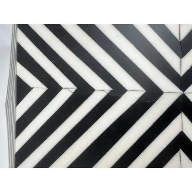 1990s Art Deco Style Sculptural Resin Black & White Pedestal , Side End Table or Stool For Sale - Image 5 of 10