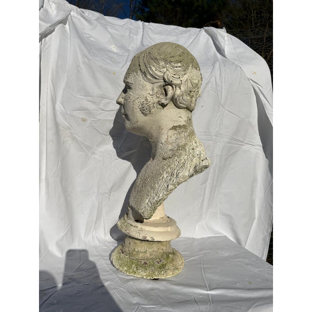 Rustic European Antique Plaster Male Bust Sculpture For Sale - Image 3 of 10