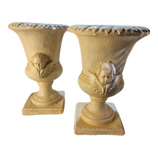 Pair of Mid 20th Century French-Style Plaster Urns For Sale