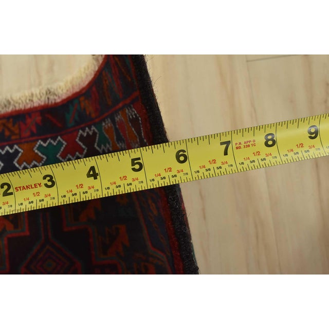 Blue Baloch Rug 3′ X 4’6” Blue Wool Vintage Tribal Hand-Knotted Oriental Carpet For Sale - Image 8 of 10
