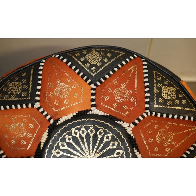 Brown Vintage Tan & Brown Leather Footstool, 1960s For Sale - Image 8 of 17