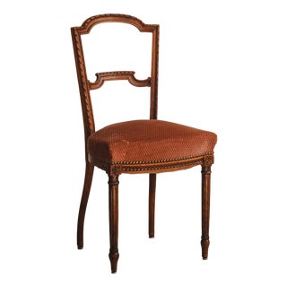 Antique Louis XVI Salon Chair with Velvet Upholstery, 1880 For Sale