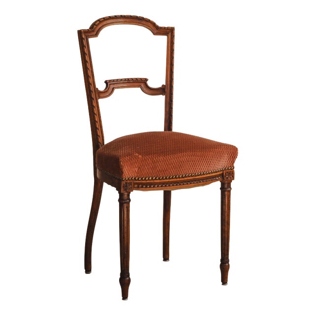 Antique Louis XVI Salon Chair with Velvet Upholstery, 1880 For Sale