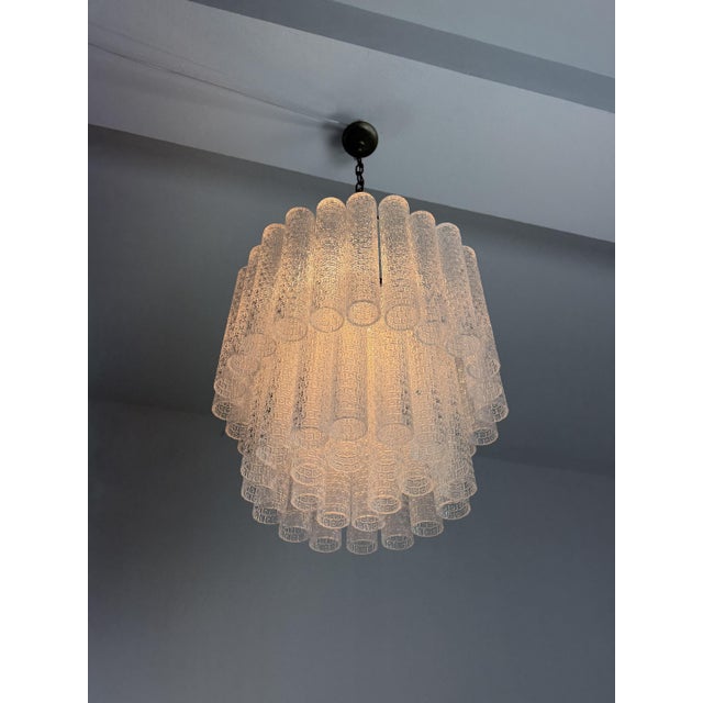 Mid-century four-light Murano glass chandelier in the Venini style, 1950s Metal frame. Good condition. Minor signs of...