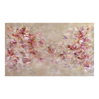 Dancing With Flowers - Large Original Textured Soft Abstract Floral Landscape Acrylic Painting on Canvas by Ve Boisvert For Sale