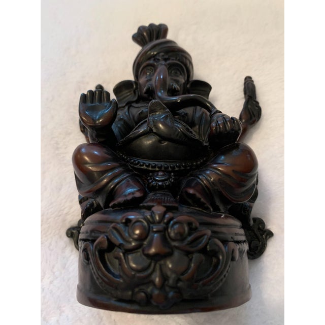 Late 20th Century Late 20th Century Tibetan Buddhist Ganapati, Lord Ganesh Solid Mahogany Hand-Carved Statue For Sale - Image 5 of 12