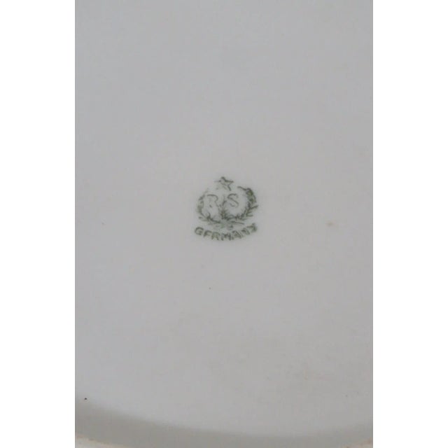 Green Rs Germany Porcelain Large Floral Pink Lily Flowers Green Bowl For Sale - Image 8 of 11