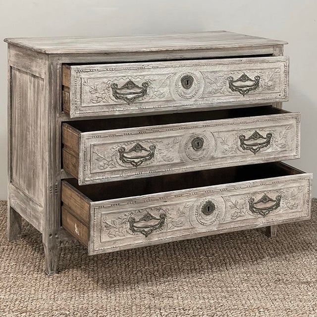 Late 18th Century 18th Century Country French Whitewashed Commode With Bronze Hardware For Sale - Image 5 of 18