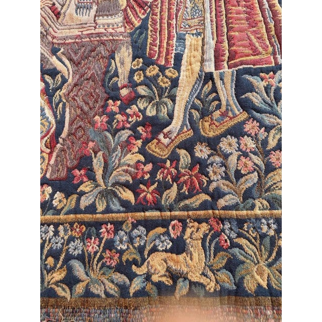 1970s Vintage Aubusson Style Jaquar Tapestry with Medieval Museum Design, 1970s For Sale - Image 5 of 18